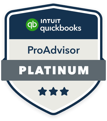 Intuit QuickBooks ProAdvisor Platinum badge with three stars.