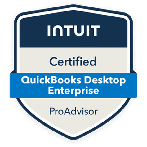 Intuit QuickBooks Desktop Enterprise certification badge.