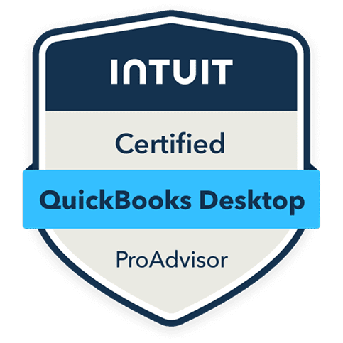Intuit QuickBooks Desktop Certified ProAdvisor badge.