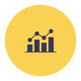 Bar and line graph on yellow background.