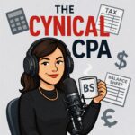 Woman podcasting about accounting and finance.