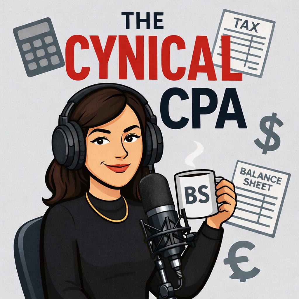 Woman podcasting about accounting and finance.